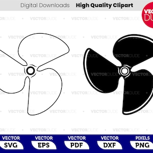 May include: A black and white illustration of a three-bladed propeller. The propeller is a common symbol of nautical themes and can be used in a variety of design projects.