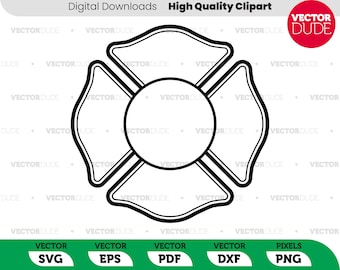Croce di Malta per i loghi dei vigili del fuoco - modello vuoto - Alta qualità, Cricut Cut, Clipart vettoriale [svg eps pdf dxf png]
