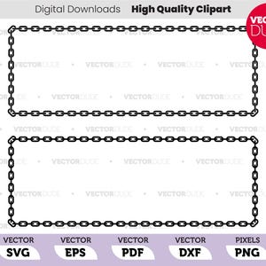 Bordures rectangulaires à maillons de chaîne, haute qualité, coupe Cricut, Vector Clipart [ svg eps pdf dxf png ]