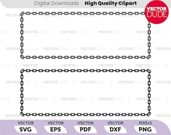 Bordi rettangolari con maglie a catena, alta qualità, Cricut Cut, clipart vettoriali [svg eps pdf dxf png]