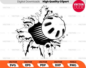 Ripping bursting tearing slotted toy ball - black & white High Quality, Vector Clipart [ svg eps pdf dxf png ]