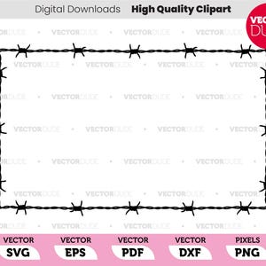 Bordure détaillée de fil de fer barbelé rectangle pour découper ou imprimer, des cliparts vectoriels [svg eps pdf dxf png]