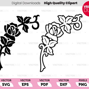 Decoratieve rozenhoek bloeit, vectorillustraties [svg eps pdf dxf png]