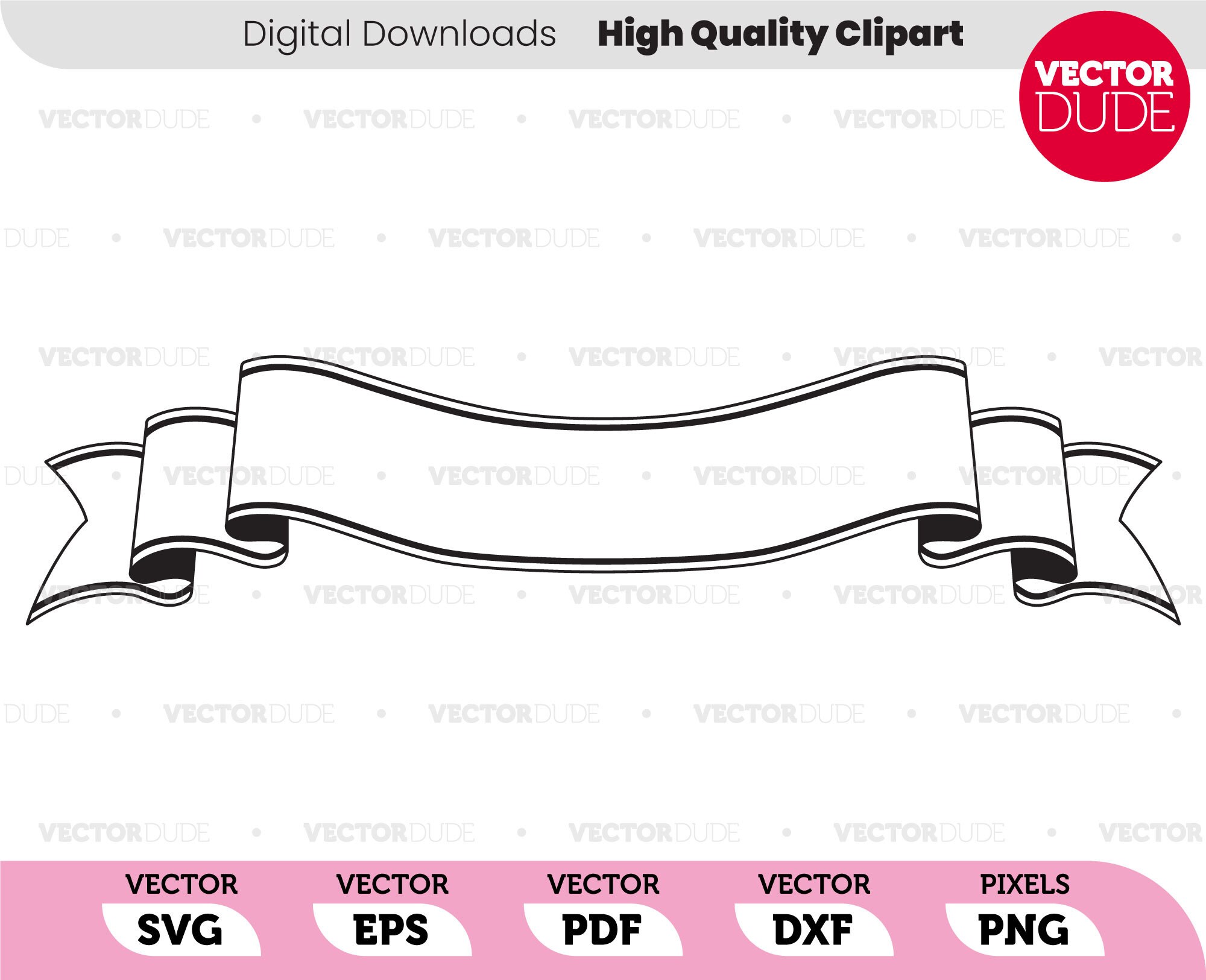 Wavy Banner With Folds - Vector Clipart [ Svg Eps Pdf Dxf Png ] - Etsy