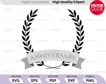 Modello di corona di nastri per anniversario - Alta qualità, Cricut Cut, Clipart vettoriale [svg eps pdf dxf png]