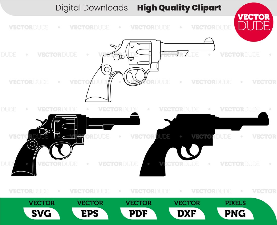 Detailed Pistol - Revolver - Hand Gun High Quality Vector, Cricut Cut ...