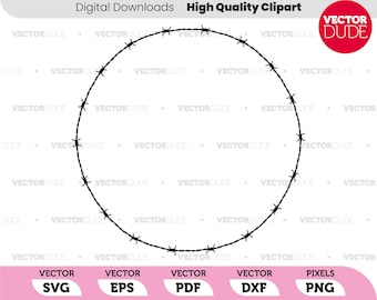 Bordo dettagliato del filo spinato rotondo del filo spinato per il taglio o la stampa, clipart vettoriale [svg eps pdf dxf png]