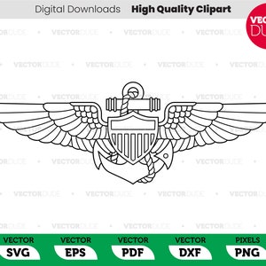 Marine luchtvaart vlieger vleugels insigne, hoge kwaliteit, Cricut knippen, vector clipart [svg eps pdf dxf png]