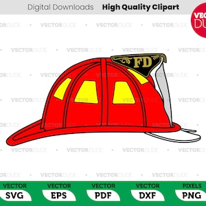 Detailierter Feuerwehrmann / Feuerwehrmann Helmmütze mit Visier Vollfarbige ORIGINAL Vektorgrafik, High Quality, Clipart Clipart [ svg eps pdf dxf png ]