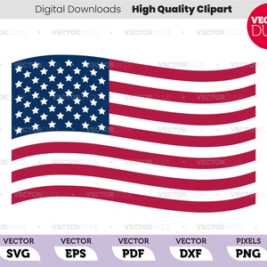 Wavy American flag High Quality Vector Clipart [ svg eps pdf dxf png ]