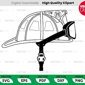 Detailierter Feuerwehrmann / Feuerwehrmann Helmmütze mit Schlaufe und Brille ORIGINAL vektor, High Quality, Vektor Clipart [ svg eps pdf dxf png ]