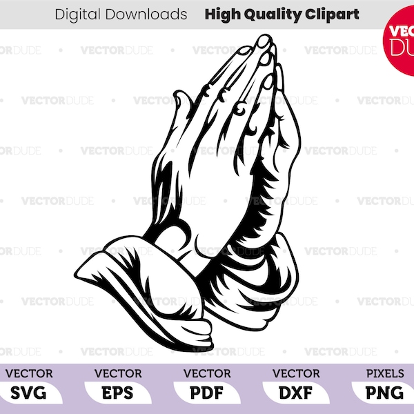 Praying Hands High Quality Vector, Cricut Vinyl Cutting File, Vector Clipart [ svg eps pdf dxf png ]