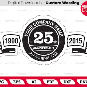 Niestandardowa etykieta rocznicowa, wektor, 6 formatów [svg eps ai pdf dxf png], wytnij lub wydrukuj — Ty wybierasz treść i kolory