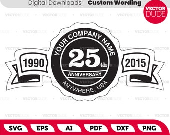 Etichetta anniversario personalizzata vettoriale 6 formati [svg eps ai pdf dxf png] taglia o stampa - Scegli la dicitura e i colori