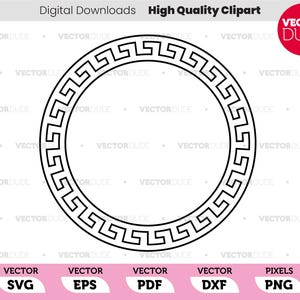Runde griechische dünne Schlüssel Leiste zum Schneiden oder Drucken, Vektor Clipart [ svg eps pdf dxf png ]