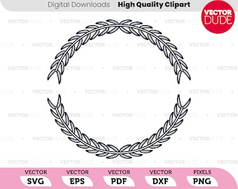 Decorative Laurel Wreath leaf design Cut or Print, Vector Clipart [ svg eps pdf dxf png ]
