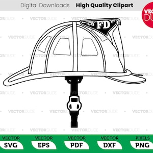 Detailierter Feuerwehrmann / Feuerwehrmann Helmmütze mit Schlaufe und Visier ORIGINAL Vektorgrafik, High Quality, Clipart [ svg eps pdf dxf png ]