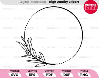 Decorative Round border Wreath leafy design Cut or Print, Vector Clipart [ svg eps pdf dxf png ]