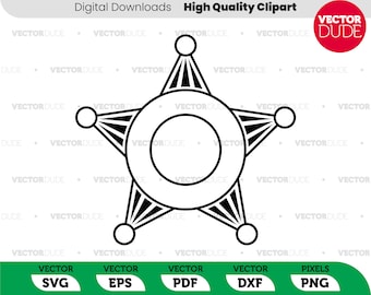 Police, Sheriff, Security Fire badge template High Quality, Cricut Cut, Vector Clipart [ svg eps pdf dxf png ]