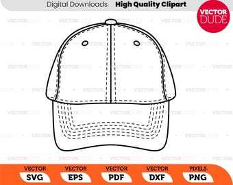Detailed baseball hat with stitching High Quality, Vector Clipart [ svg eps pdf dxf png ]