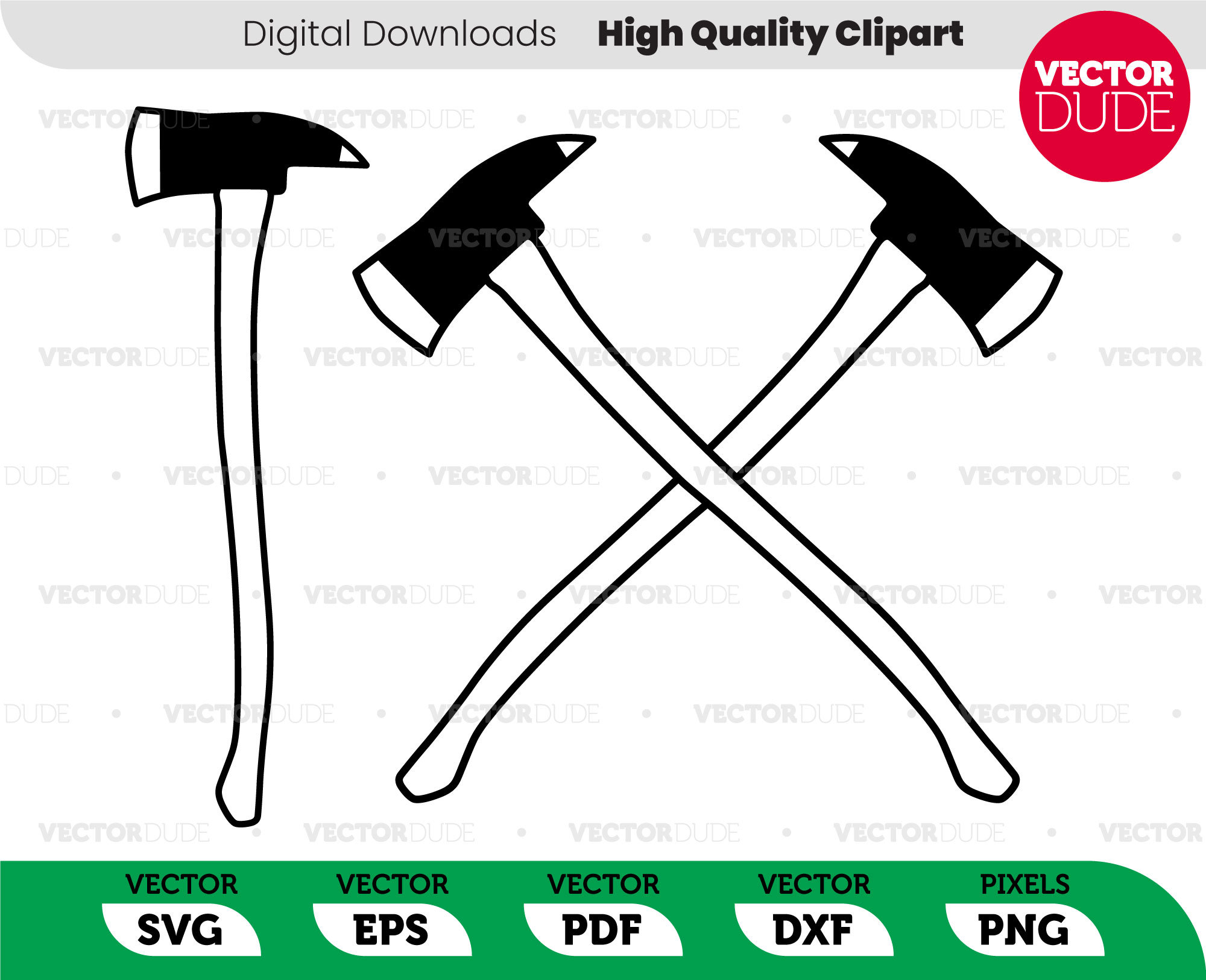 Firefighter / Fireman Ax Single and crossed included, High Quality, Cricut Cut, Vector Clipart [ svg eps pdf dxf png ]