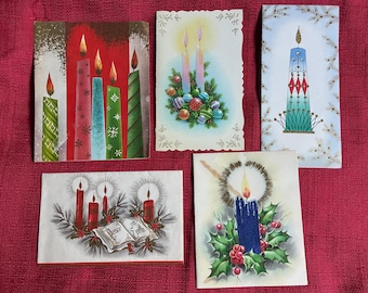 Vintage Christmas card lot- qty. of 20, candle themed