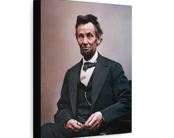 Restored Abraham Lincoln Portrait, Matte Canvas Print, Dorm Decor