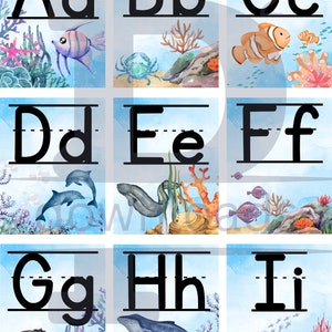 Klassenzimmer Ozean Thema ABC Wandposter, Meer Klassenzimmer Thema Poster, Ozean ABC Downloads
