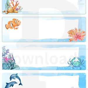 Etiquetas para nombres de aula con temática oceánica, etiquetas para nombres de sillas, descarga digital para aula con temática marina
