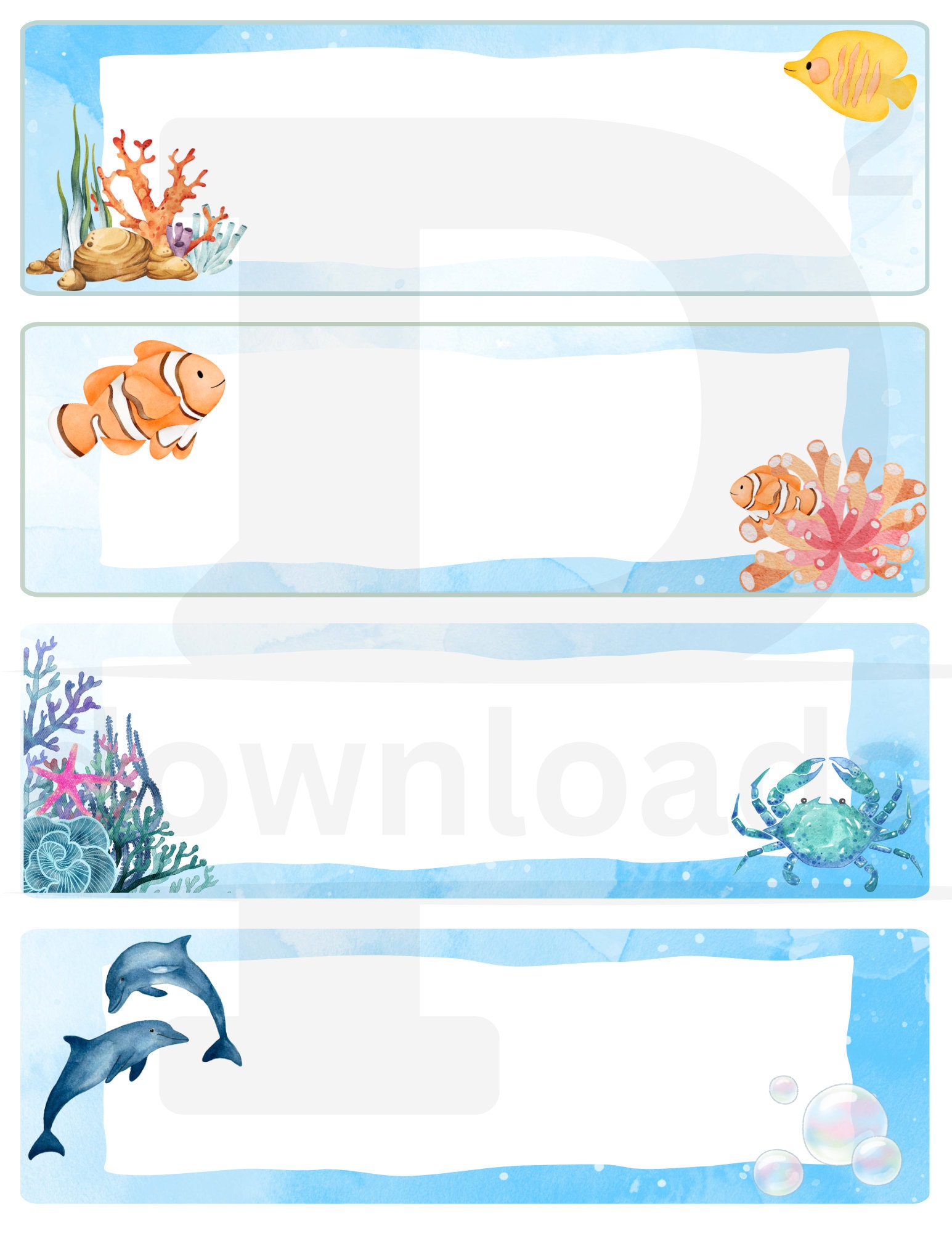 Ocean Theme Classroom Name Tags, Chair Name tags, Sea Theme Classroom Digital Download