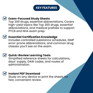 Pharmacy Technician Certification Study Sheets (CPhT) | Top 200 Drugs, Abbreviations & Calculations | PTCB/NHA Prep PDF image 2