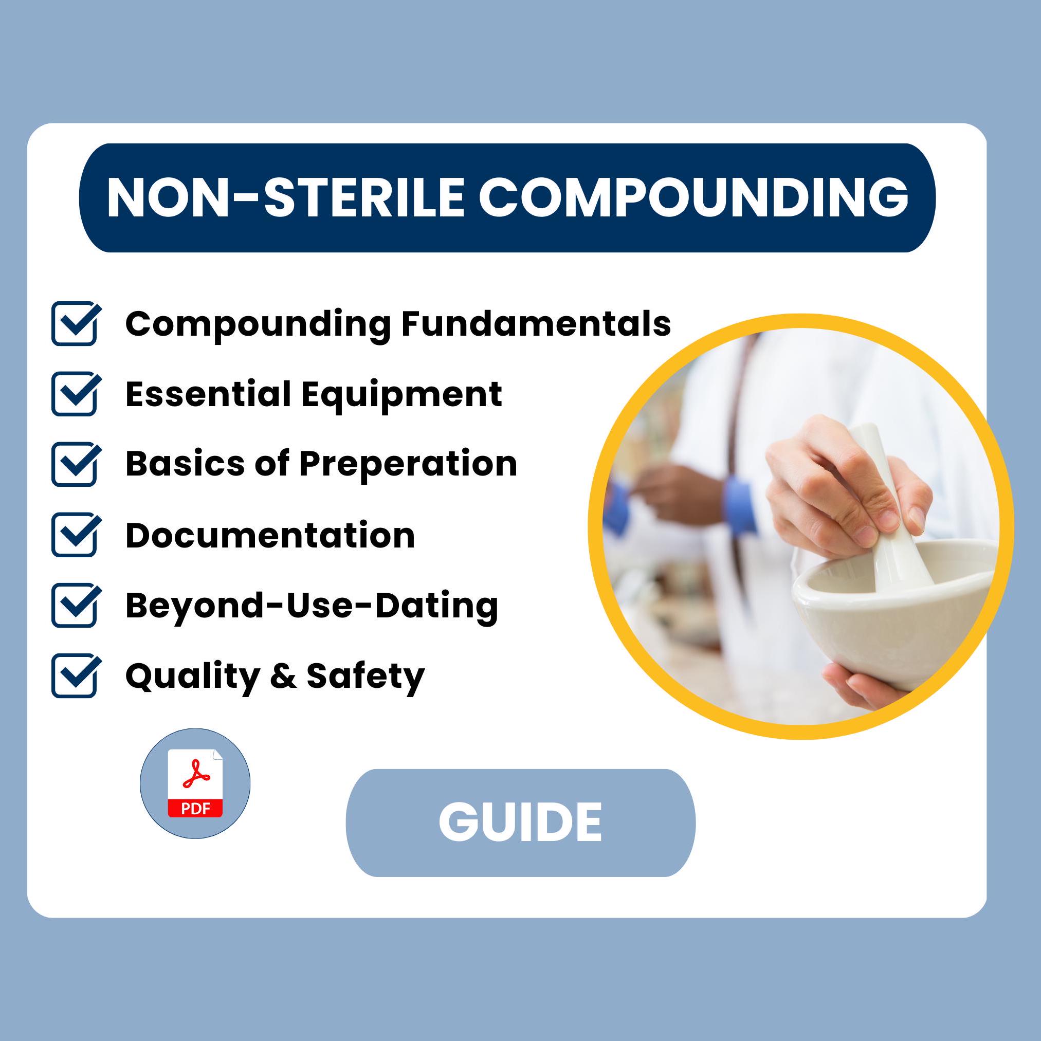 Non-Sterile Compounding Guide PDF | Pharmacy Technician and Intern Study Resource | USP <795> BUD & Documentation