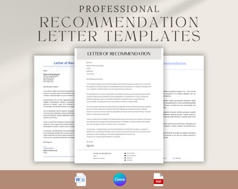 Professional Letter of Recommendation Template | Editable in Microsoft Word & Canva