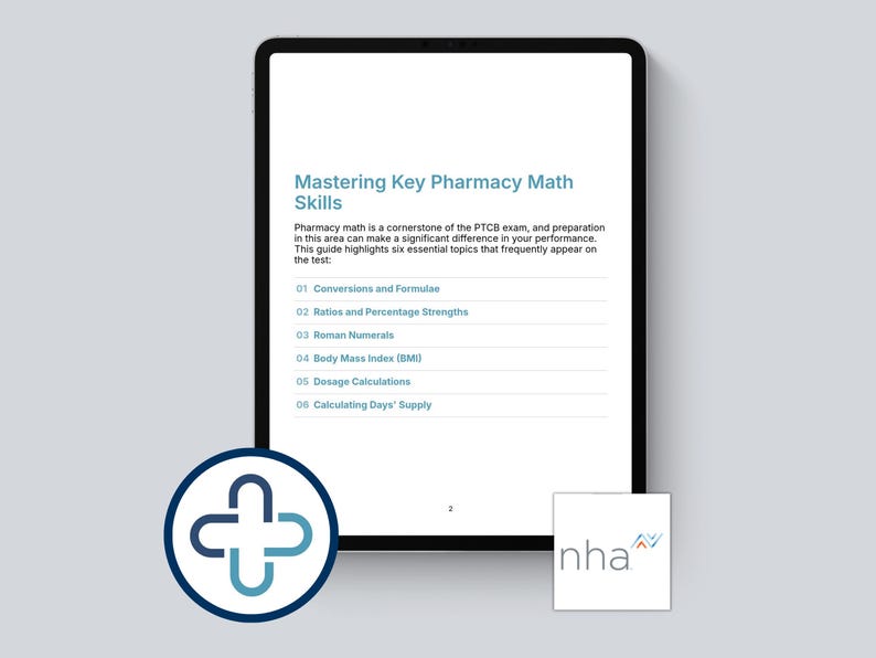 Pharmacy Technician Math Guide: Ptcb/excpt Exam Prep (PDF) - Etsy