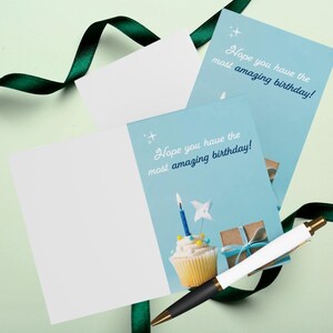 Hope You Have The Most Amazing Birthday Card, Cup Cake And Present Birthday Card, Happy Birthday Card, Set Of 5 Cards With Envelopes