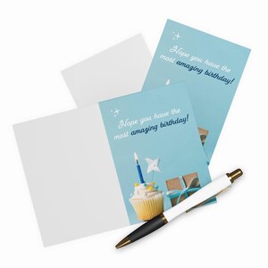 Hope You Have The Most Amazing Birthday Card, Cup Cake And Present Birthday Card, Happy Birthday Card, Set Of 5 Cards With Envelopes