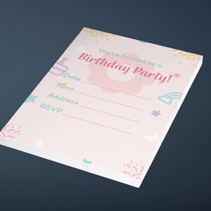 You're Invited To A Birthday Party Invitation, Girls Birthday Party Invitation, Set Of Ten Invitations With Envelopes