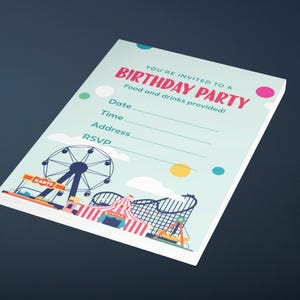 You're Invited To A Birthday Party Invitation, Kids Birthday Party Invitation, Set Of Ten Invitations With Envelopes