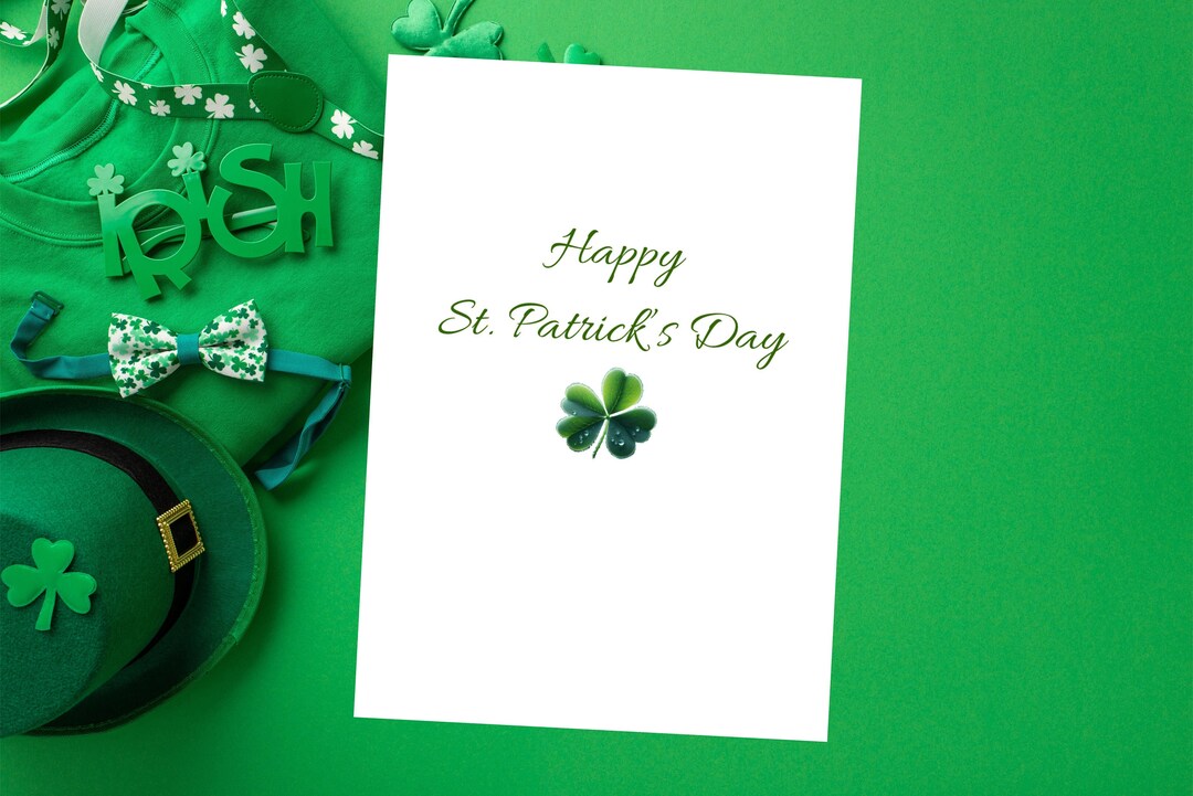 Simple, Printable Card With Elegant Font and Green Shamrock. to Print ...