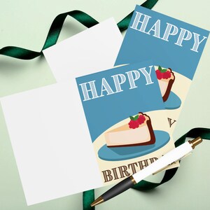 Happy Birthday Card With Cake Slice, Birthday Cake Art Birthday Card, Happy Birthday Card, Set Of 5 Cards With Envelopes