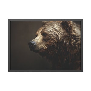Grizzly Bear Wall Art, Grizzly Bear Digital Print, Framed Horizontal Paper Poster