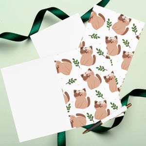 Whimsical Cat And Floral Greeting Card Set, Perfect For Birthdays, Thank Yous, And Well Wishes