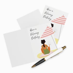 Have A Relaxing Birthday Card, Beach Theme Birthday Card, Happy Birthday Card, Set Of 5 Cards With Envelopes