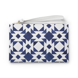 Geometric Shapes Wristlet Wallet, Vintage Geometric Pattern Wallet, Stylish Golden Zipper, Perfect Gift Idea