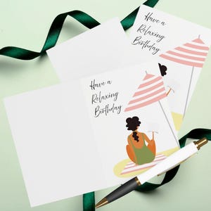 Have A Relaxing Birthday Card, Beach Theme Birthday Card, Happy Birthday Card, Set Of 5 Cards With Envelopes
