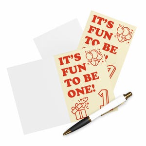 It's Fun To Be One Birthday Card, One Year Old Birthday Card, Kids Birthday Card, Pack Of 5 Cards