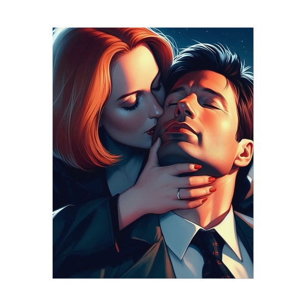 X-Files Mulder and Scully Kiss Poster