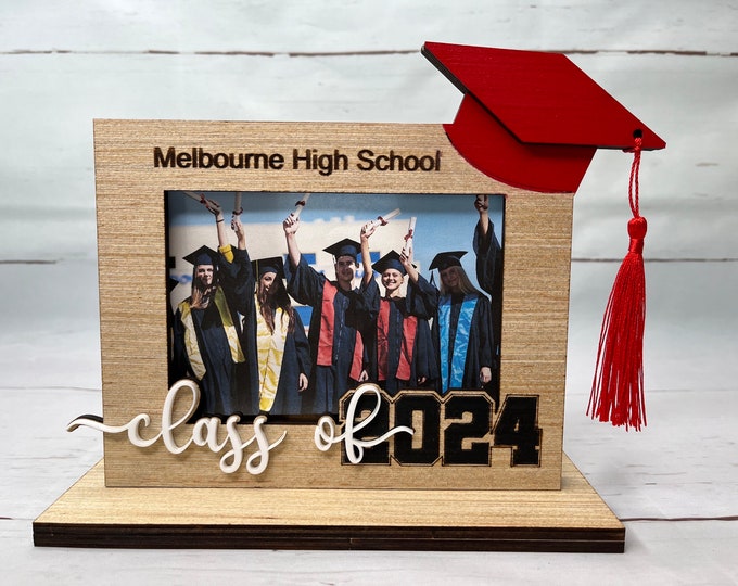 Graduation Photo Frame, Custom Graduation 4" x 6" Frame, Engraved Graduation Gift, Class of 2024