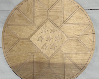 DIY Patriotic Barn Quilt Door Sign Kit: Unfinished Star Sign Birch Plywood