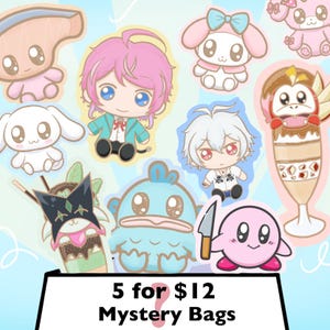 Pacotes de adesivos misteriosos - 5 adesivos B GRADE pacote de 5 sanrio pokemon kirby hipnose microfone anime ofertas adesivos personalizáveis